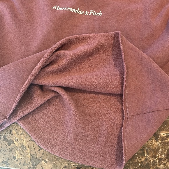 Abercrombie & Fitch Mauve Soft Fleece Oversized Cropped Logo Hoodie size XS - Picture 6 of 8